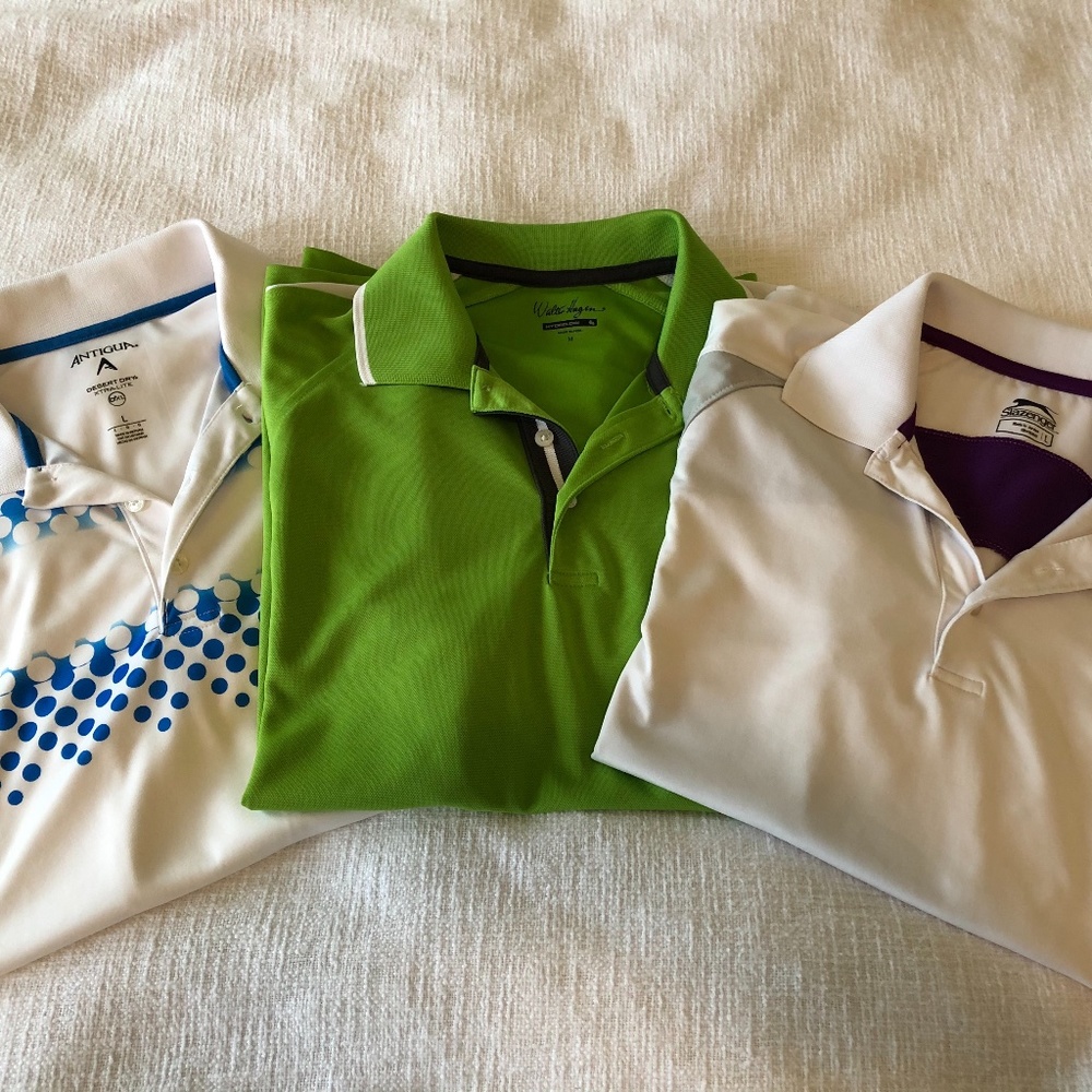 3-Pk Golf Polos (Antigua, Walter Hagen, Slazenger)